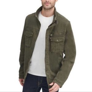 Levis Mens Sz L  Army Green Utility Field Quilted Lined Trucker Military Jacket